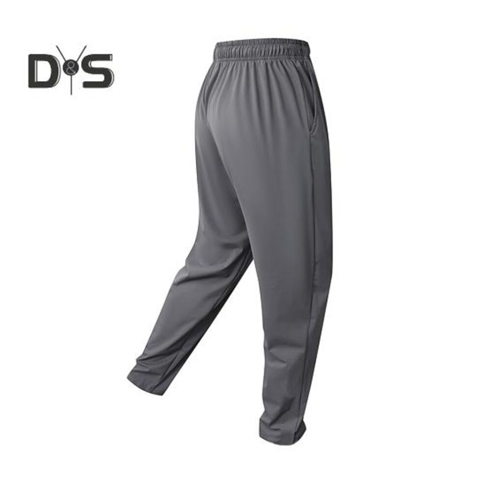(grey, XXL) Men Jogging Pants Drawstring Elastic Waist Slim Fit Training Trousers with Pockets Solid Color Sweat Absorption Exercise Running Sweatpants for Daily
