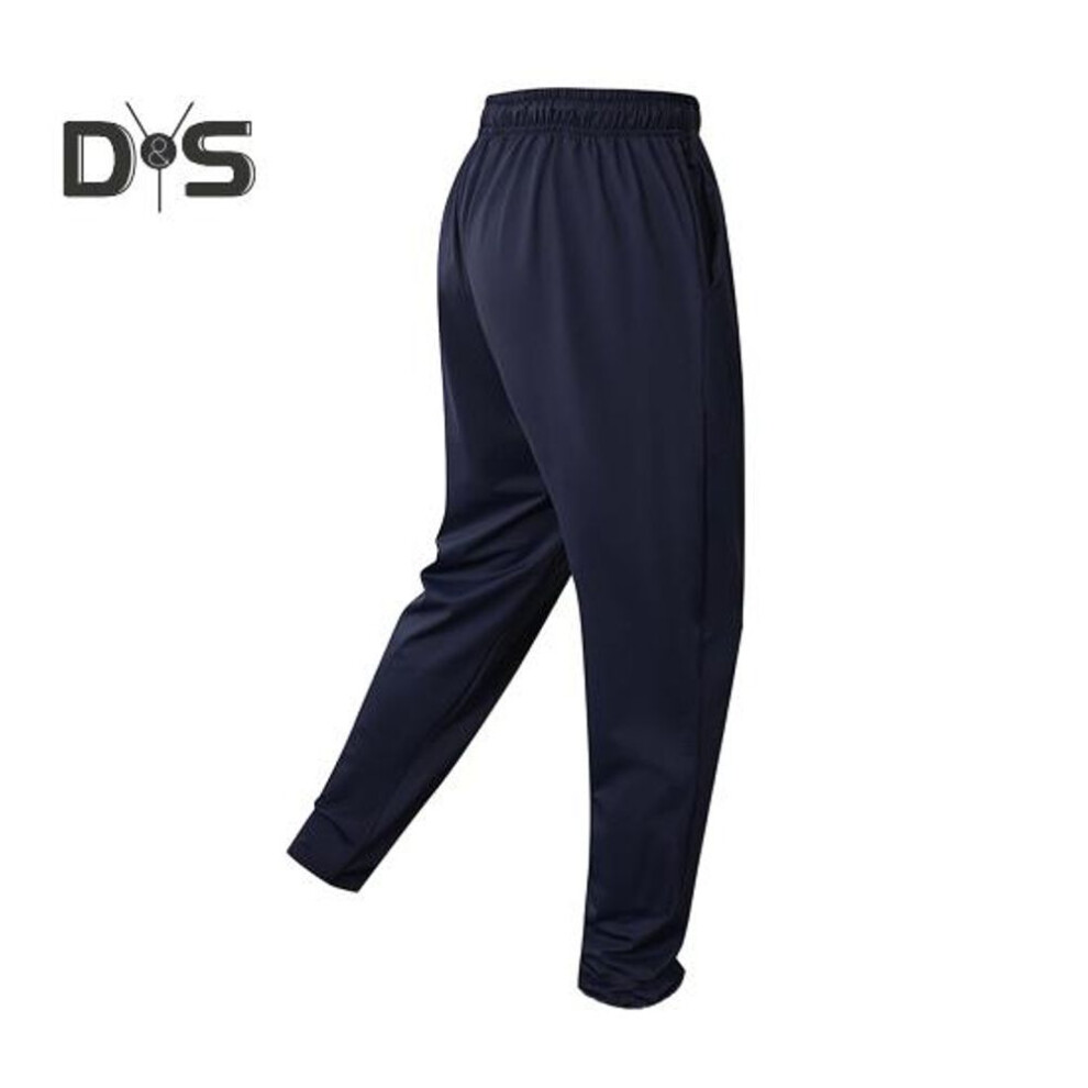 (blue, M) Men Jogging Pants Drawstring Elastic Waist Slim Fit Training Trousers with Pockets Solid Color Sweat Absorption Exercise Running Sweatpants for Daily