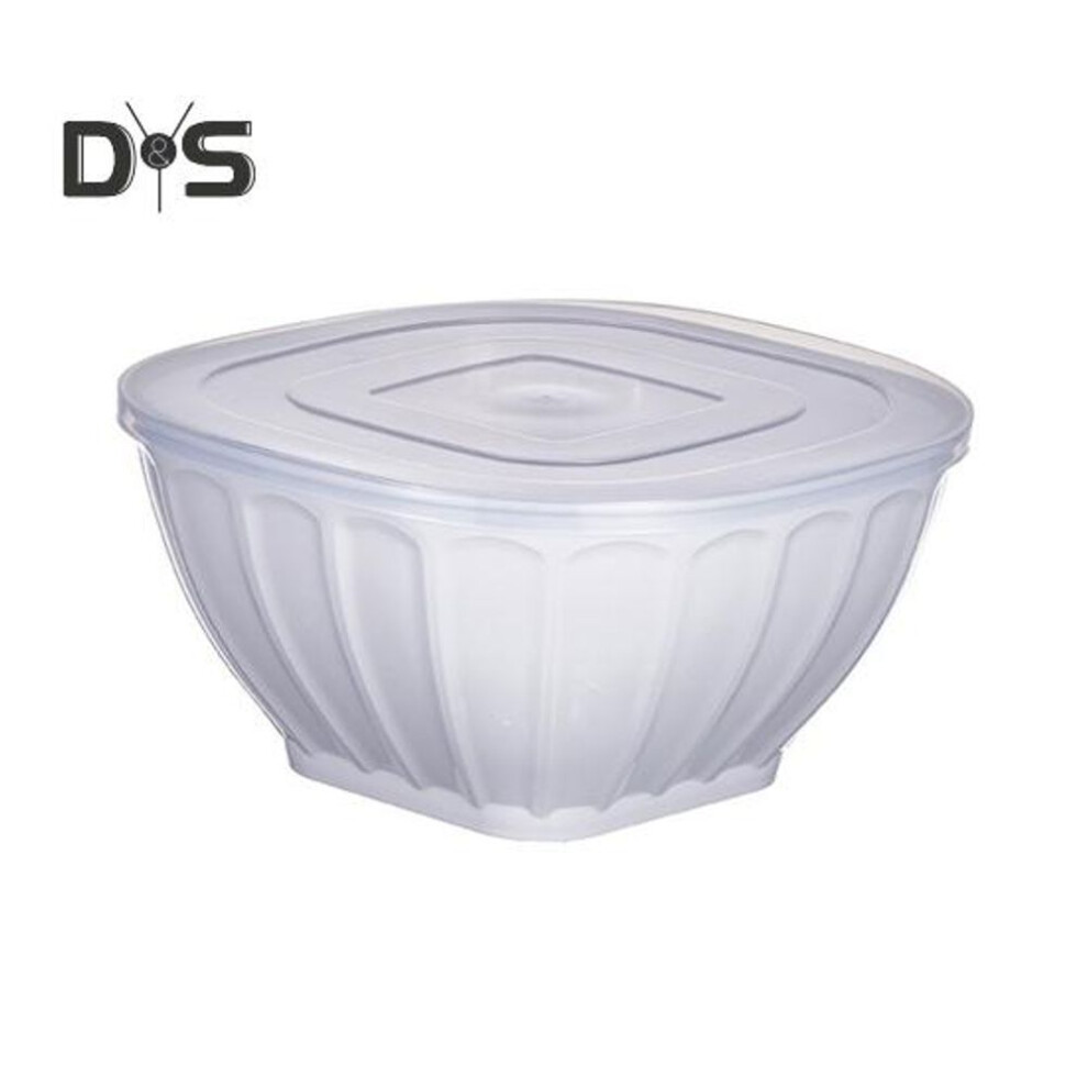 (grey, M) Stackable Square Plastic Bowl With Lid Large Opening Space-saving Meal Prep Salad Bowl Kitchen Supply