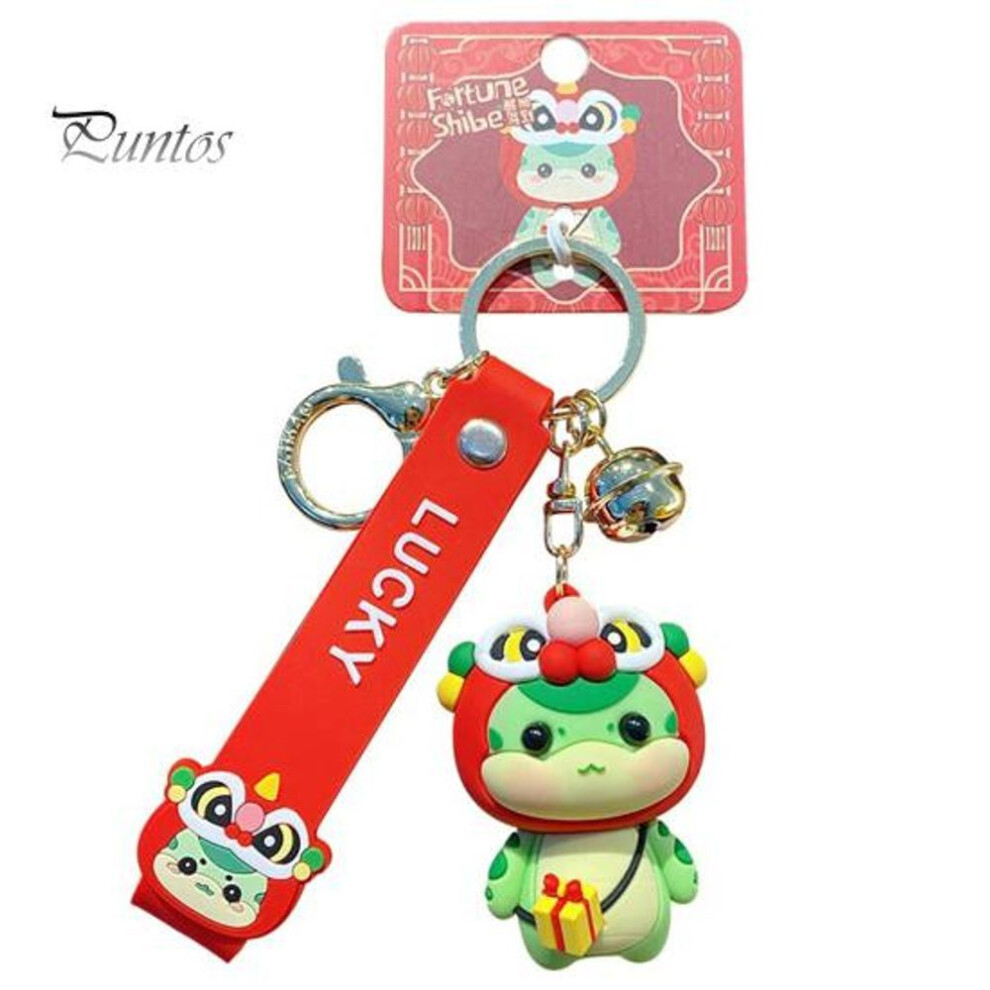 (Other) Cartoon Snake Keychain Chinese New Year Lucky Charm Year Of The Snake 2025 Key Ring Handbag Wallet Accessory For Boys Girls