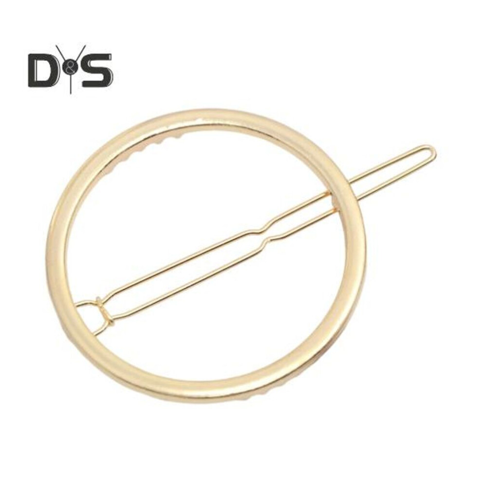 (golden) Women Geometric Hairpin Round Hollow Metal Frog Clip Golden Silver Color Glossy Surface Hair Clip Hair Accessory