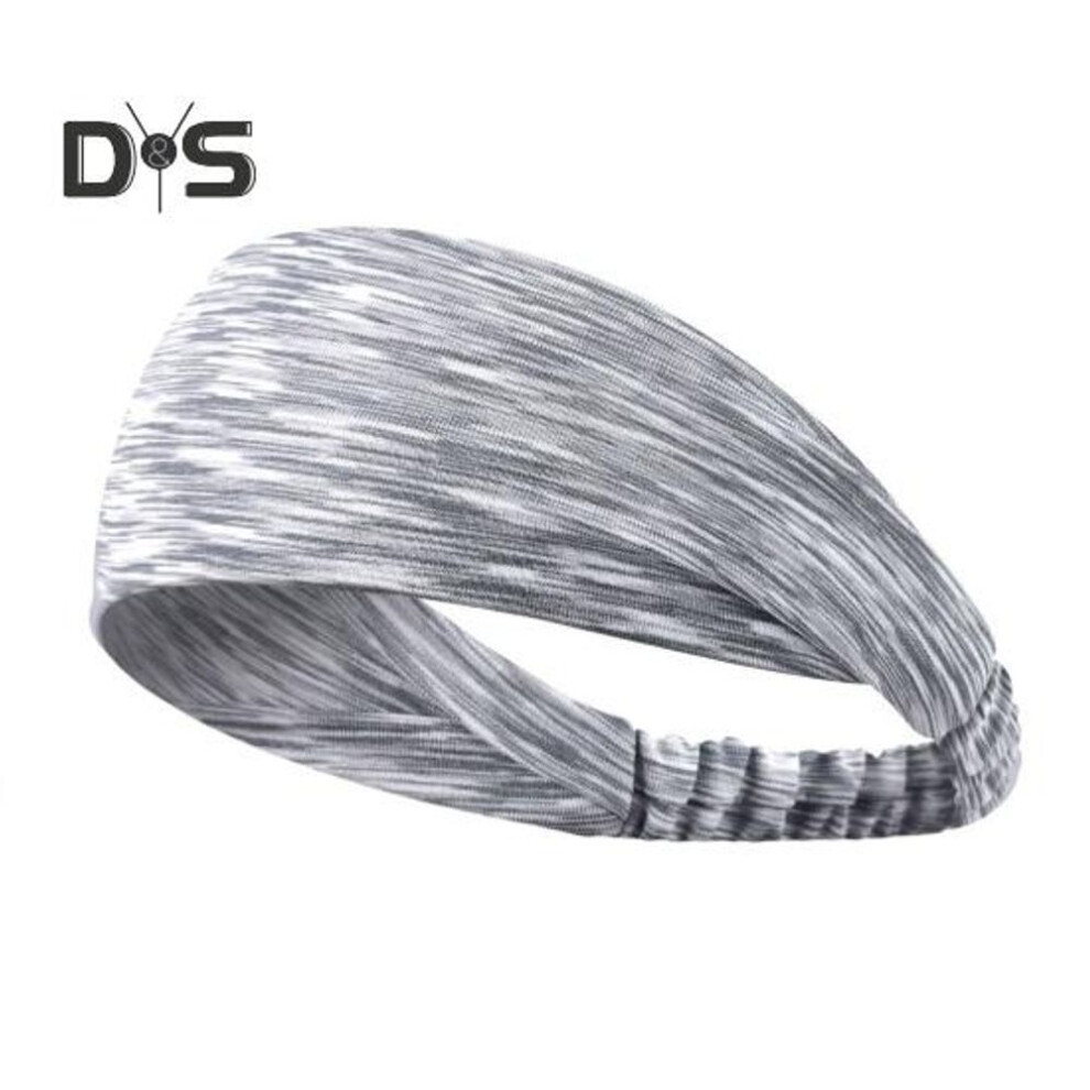 (grey) Sport Headband Elastic Band Colorful Striped Pattern Sweat-absorbent Breathable Running Fitness Headband