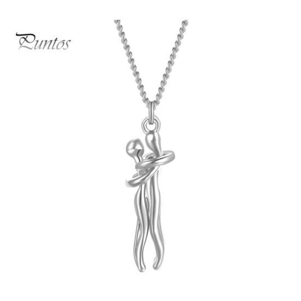 (as the picture, C) Couple Hug Necklace Forever Love Pendant Copper Jewelry Unity Trust Bond Anniversary Birthday Gift Symbolizes Embrace Strength Connection Jewelry
