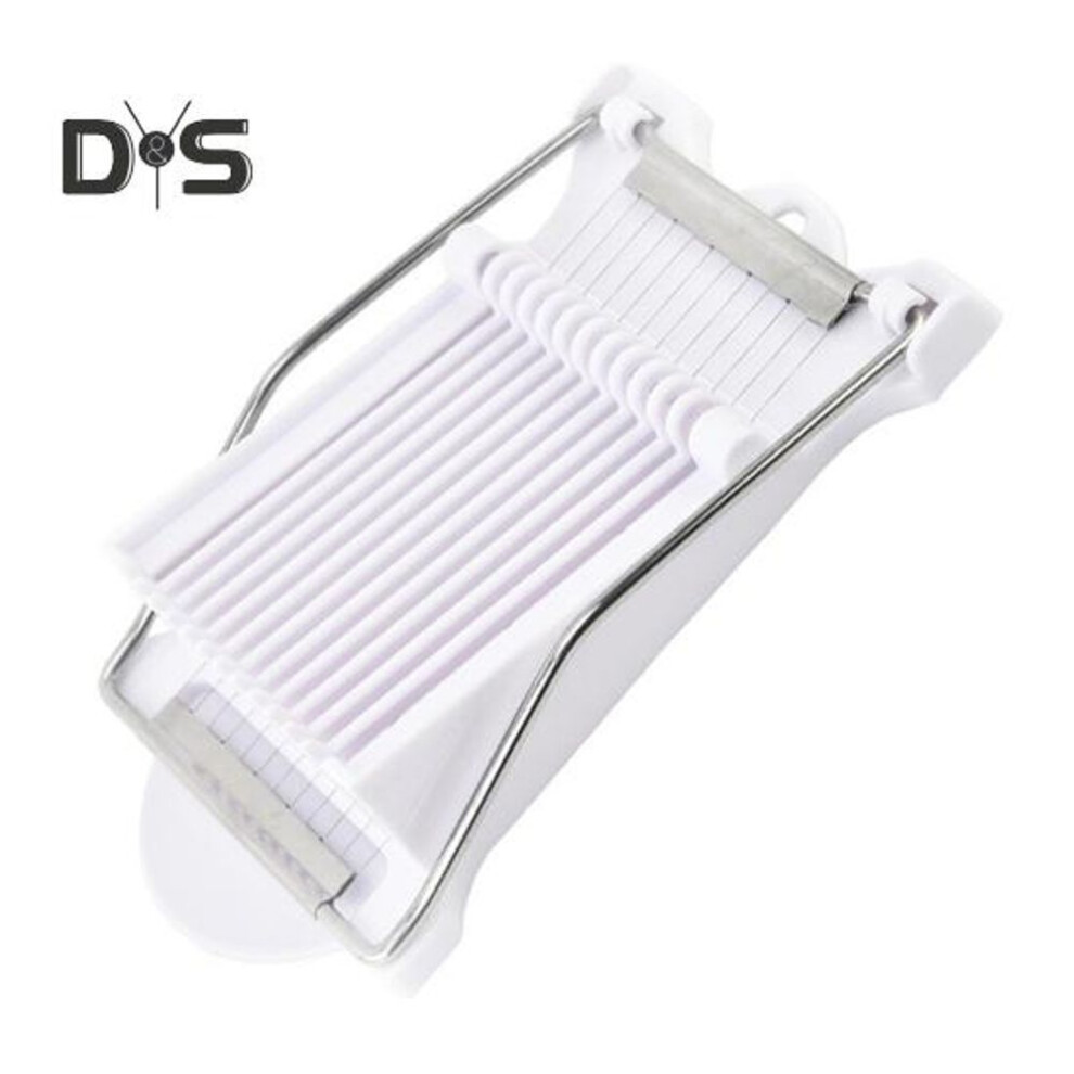 (white) Egg Slicer 12 Lines Stainless Steel Food Slicer Fast Cutting Cheese Mushroom Strawberry Cutter Easy to Use Egg Chopper for Hard Boiled Eggs Luncheon