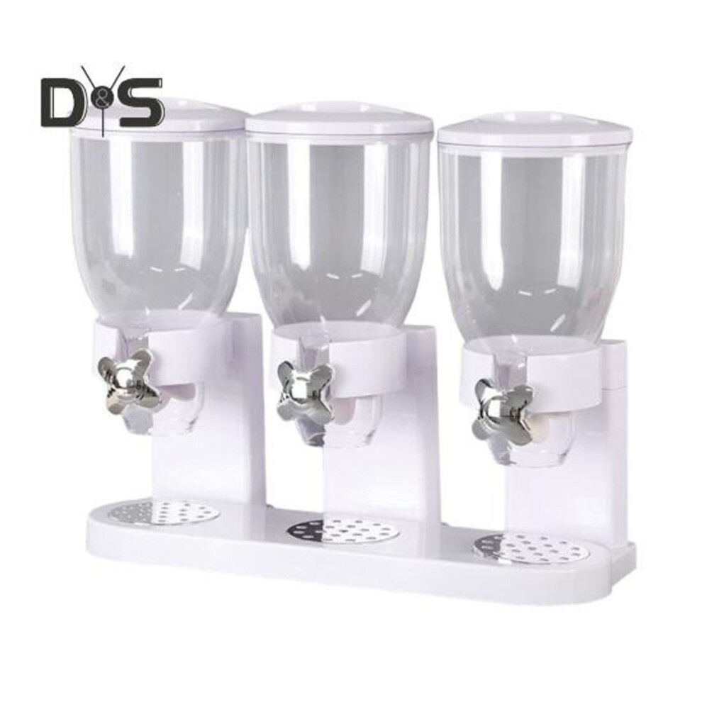 (white) Transparent Dry Food Dispenser Storage Jar BPA Free Large Capacity Easy to Clean Reusable Cereal Container Candy Dispenser