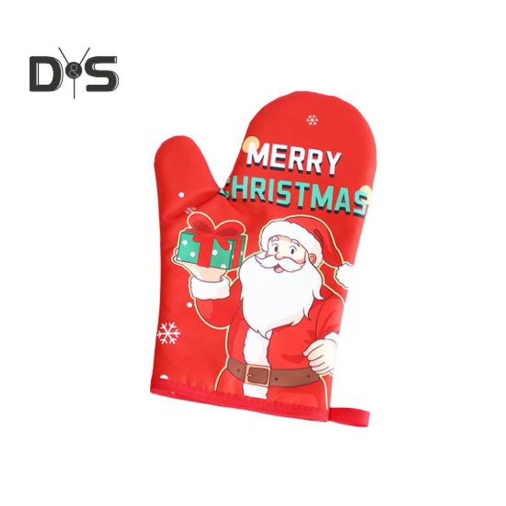 (as the picture, B) Christmas Insulated Gloves Thickened Baking Oven Mitts Hanging Loop Design Heat Resistant Kitchen Gloves for Baking Cooking Grilling