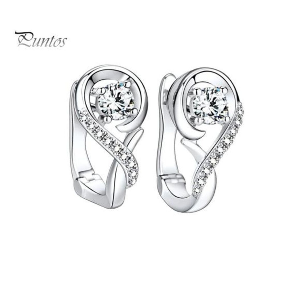 (silver) 1 Pair Stud Earrings Shiny Rhinestones Inlaid Musical Note Design Ear Studs Lightweight Geometric Design Earrings Jewelry Gift