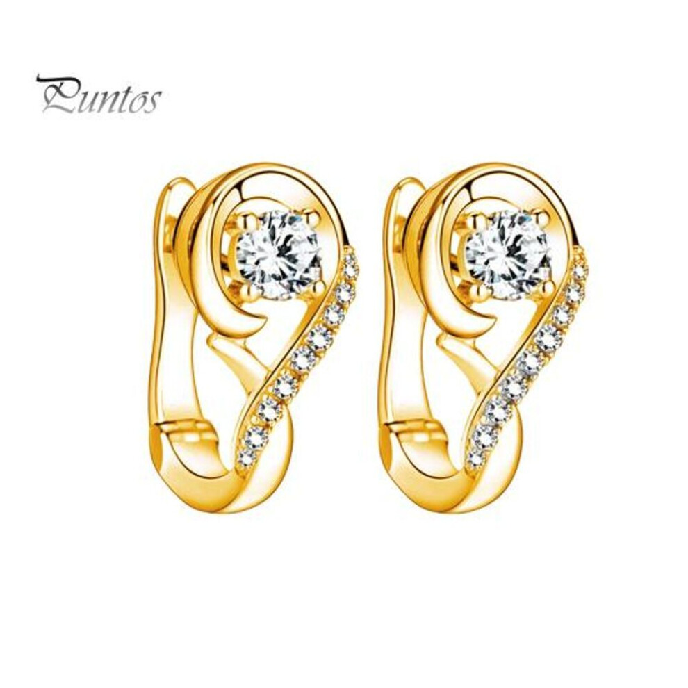 (golden) 1 Pair Stud Earrings Shiny Rhinestones Inlaid Musical Note Design Ear Studs Lightweight Geometric Design Earrings Jewelry Gift