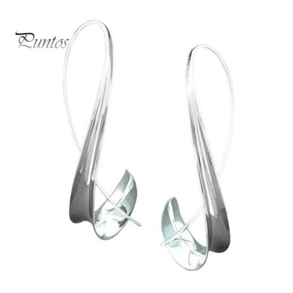 (silver) 1 Pair Women Ear Hook Retro Geometric Alloy Smooth Polished Lightweight Hanging Earrings for Everyday Wear Parties And Special Events