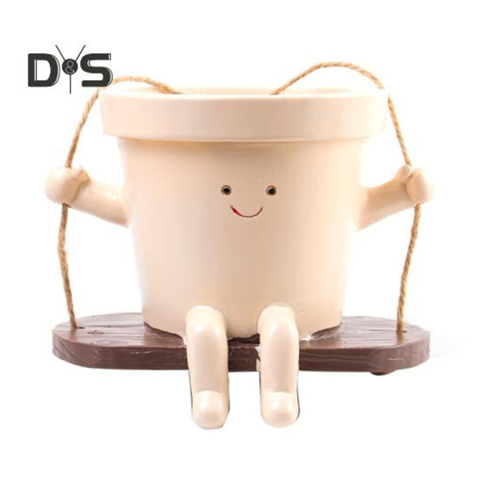 Swing Face Planter Resin Head Hanging Flower Pot With Drainage Hole Indoor Outdoor Succulent Planter Gift For Mother Gardening Enthusiasts