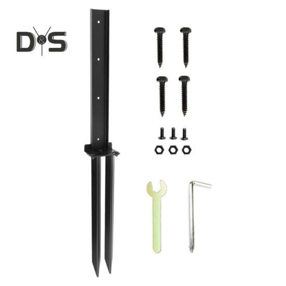 (as the picture, B) 1 Set Fence Post Repair Stake Kit with Accessories Heavy Duty Steel Tilted Broken Wood Fence Post Repairing Ground Spike Support Stake