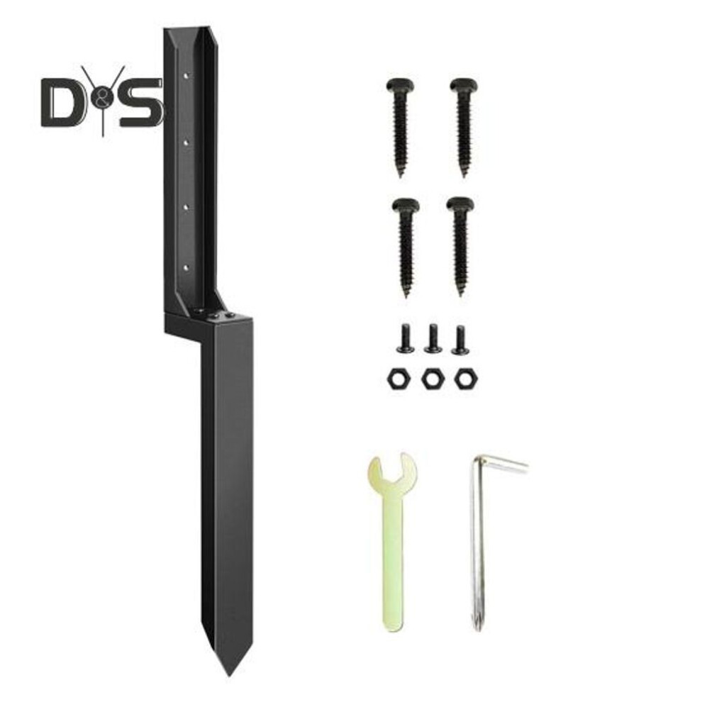 (as the picture, A) 1 Set Fence Post Repair Stake Kit With Accessories Heavy Duty Steel Tilted Broken Wood Fence Post Repairing Ground Spike Support Stake