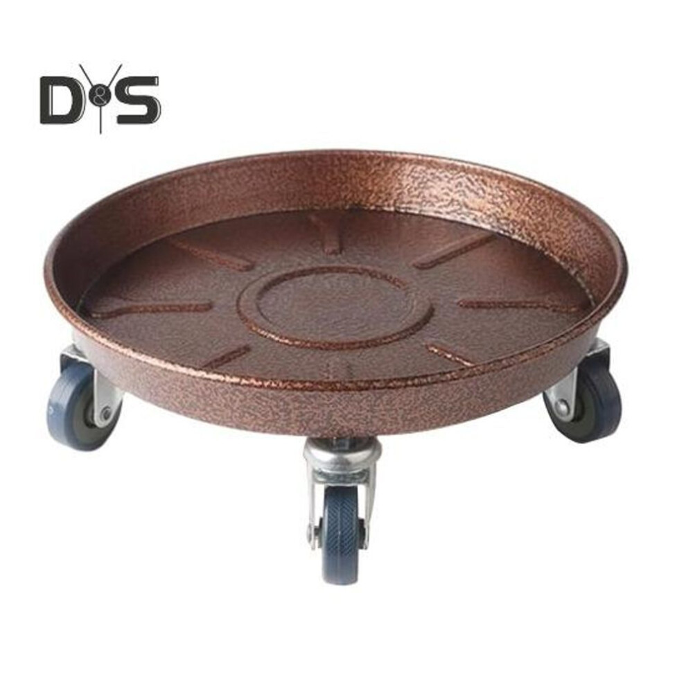 (red,bronze, 40cm) Metal Plant Caddy With Wheels Heavy Duty 360-degree Rolling Plant Dolly Stand Round Wheeled Planter Roller Base For Potted Tree Flower