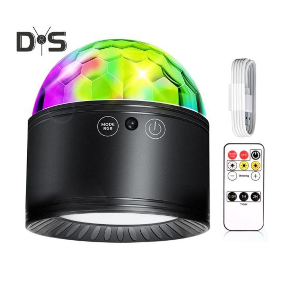 (black) LED Wall Lamp with RGB Disco Ball with 3 Color Temperatures Dimmable Rechargeable Cordless Double-Headed Ambient Light