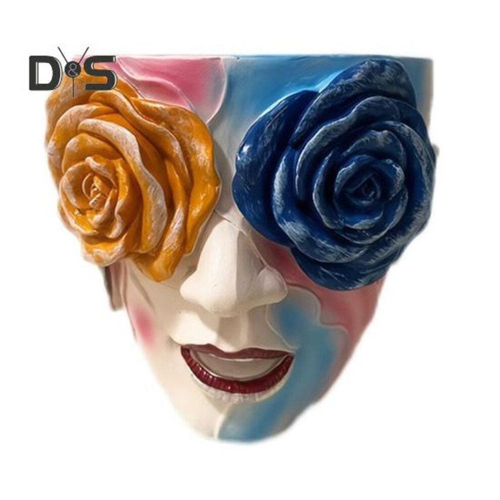 Colorful Face Planter Hand-painted Floral Head Flowerpot Indoor Table Centerpiece Abstract Flower Pot For Bedroom Living Room Windowsill