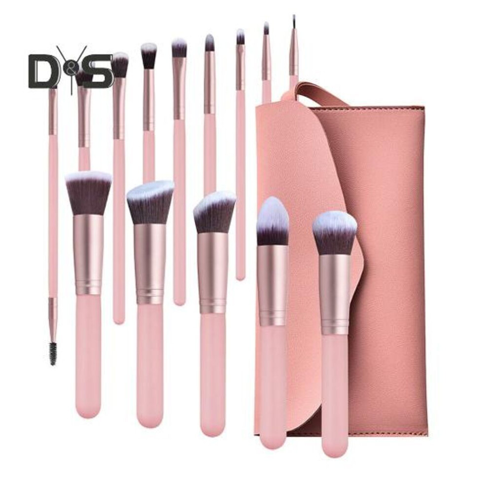 (as the picture, F) 14pcs/set Makeup Brush For Beginners Soft Bristle Powder Brush Blush Brush Eye Shadow Brush Complete Beauty Tools For Ladies And Girls