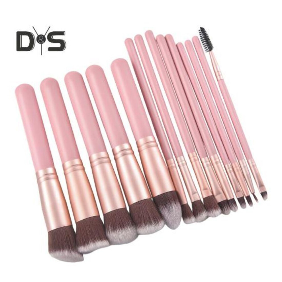 (as the picture, E) 14pcs/set Makeup Brush For Beginners Soft Bristle Powder Brush Blush Brush Eye Shadow Brush Complete Beauty Tools For Ladies And Girls