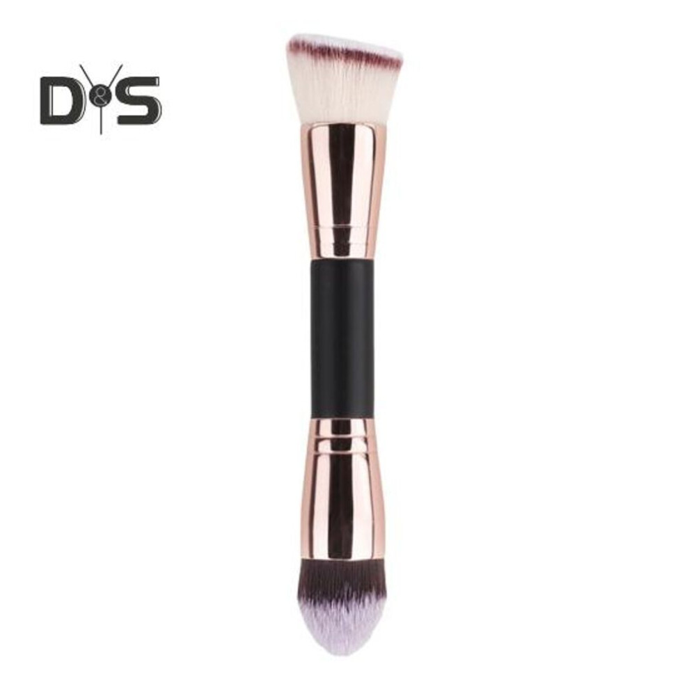 (as the picture, A) Double-headed Makeup Brush Professional Slanted Flat Top Synthetic Kabuki Foundation Loose Powder Blush Eyeshadow Contour Concealer Blending Cosmetic