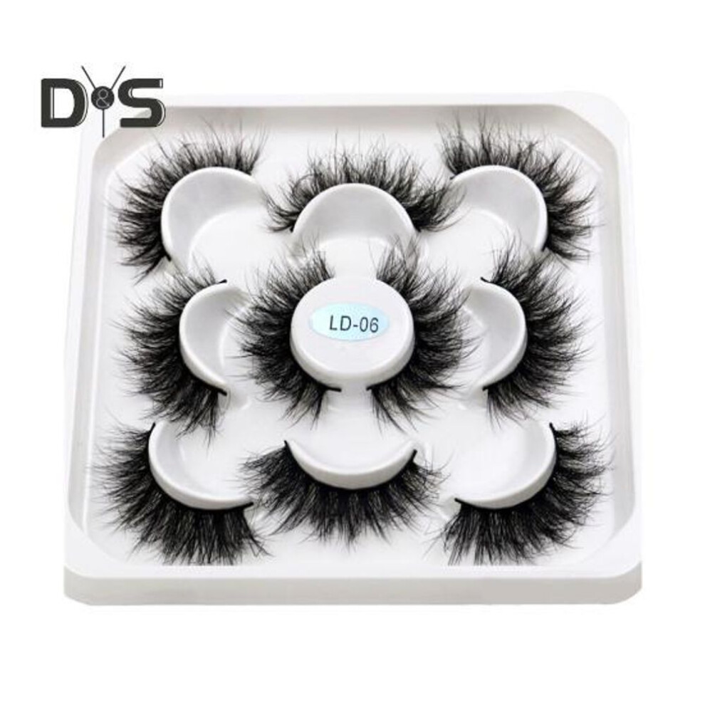 (as the picture, F) 5 Pairs/box Artificial Mink Hair False Eyelash Natural Thick Reusable Women Fake Lashes Extension Stage Performance Party Girls Eye Makeup Tools