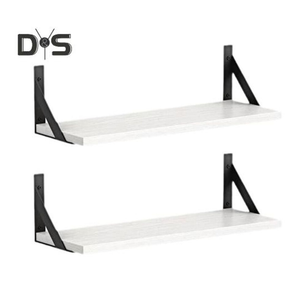 (white) 2pcs Wall Mounted Storage Rack Large Floating Shelf 40lbs Load Capacity Easy Installation Wooden Storage Holder