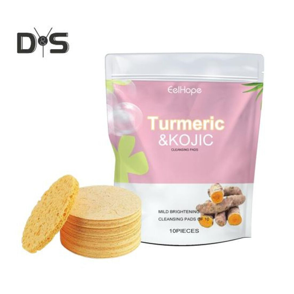 10 Pcs Turmeric Cleansing Pads Face Sponges For Facial Cleansing Exfoliating Reusable Makeup Remover Pads Brightens Skin Tone Deep Cleansing Cosmetic