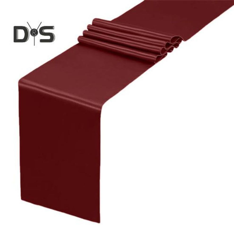 (wine red) Satin Table Runner 108 x 12 Inch Wrinkle-Free Table Runner Solid Color Table Runner for Wedding Birthday Parties Banquets Dining Table Decor