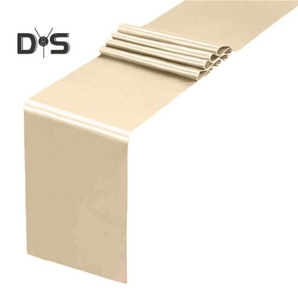 (light yellow) Satin Table Runner 108 X 12 Inch Wrinkle-free Table Runner Solid Color Table Runner For Wedding Birthday Parties Banquets Dining Table Decor