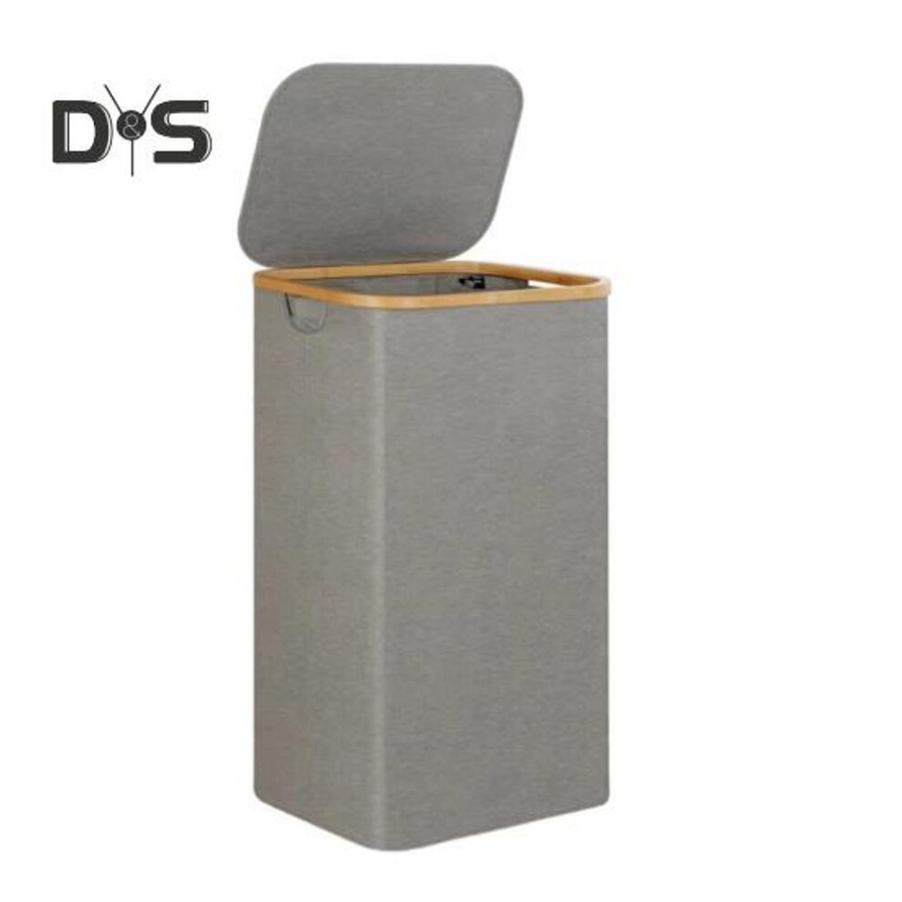 (grey) Laundry Hamper with Inner Pocket Large Capacity Moisture-Resistant Foldable Design Dirty Clothes Hamper Slim Laundry Basket