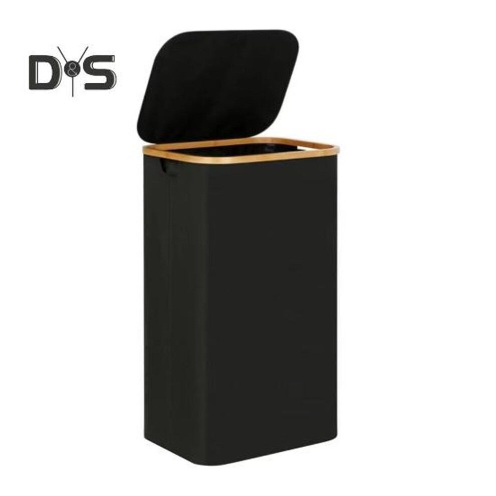 (black) Laundry Hamper With Inner Pocket Large Capacity Moisture-resistant Foldable Design Dirty Clothes Hamper Slim Laundry Basket