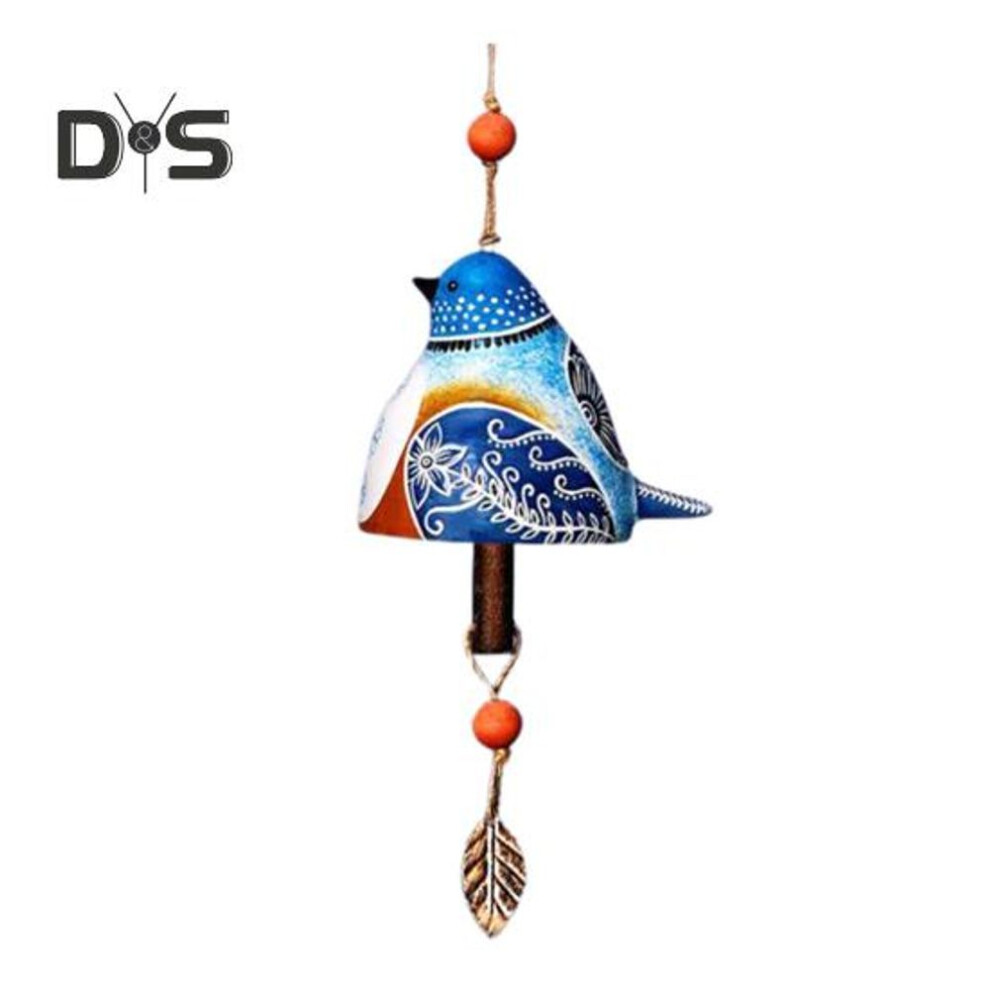 (blue) Bird Song Bell Hanging Decoration Spring Resin Bird Wind Chime Outdoor Garden Courtyard Colorful Bird Ornament Pendant Christmas Birthday Gift