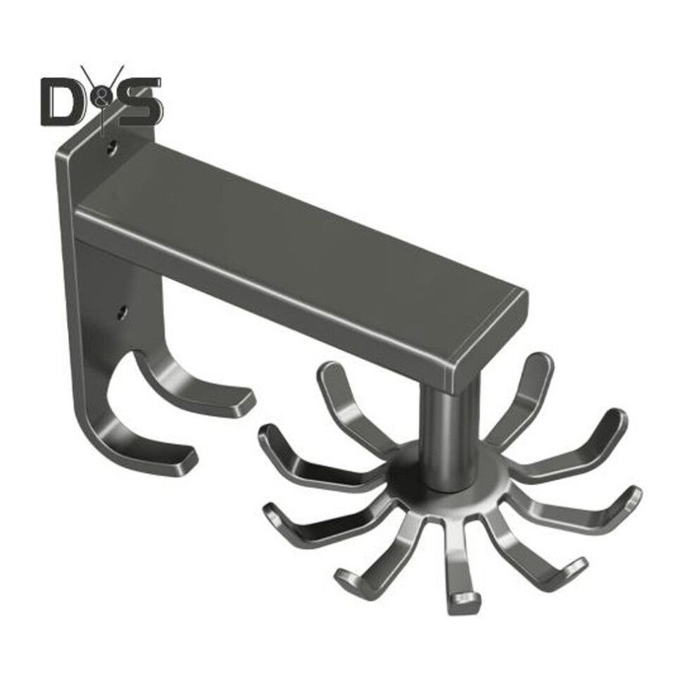 (silver gray) Kitchen Rotating Hooks for Utensils 10 Claw Cooking Utensil Rack for Spoons Pot Rags 360 Degrees Rotation Wall-Mounted Hanger Holder