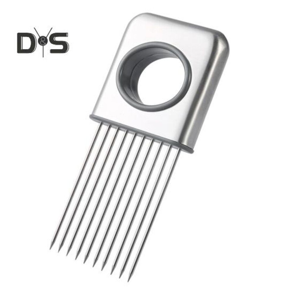 Onion Slicer Holder Stainless Steel Ergonomic Handle Beef Tenderer Vegetable Slicing Tool For Potato Tomato Carrot Fruit Lemon Meat Kitchen Gadget