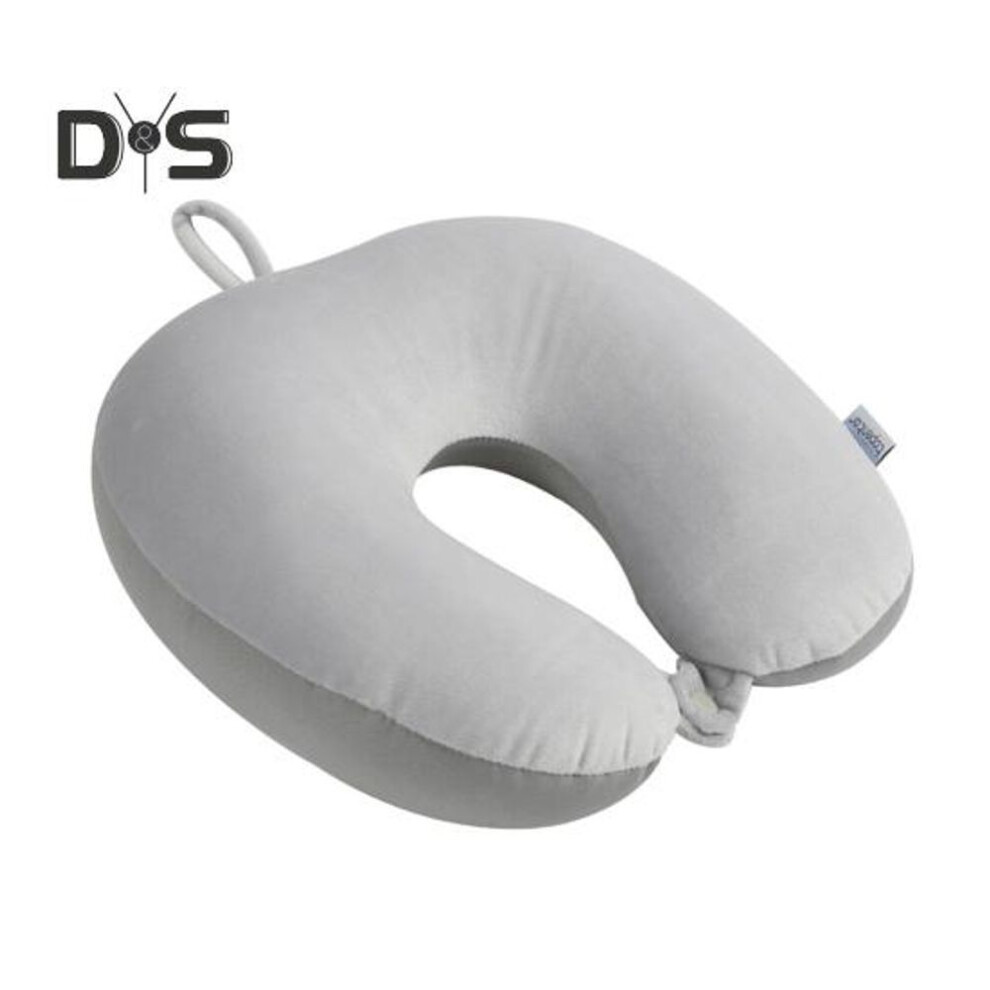 (light grey) U-shaped Pillow Memory Foam Thick Elastic Slow Bounce With Hanging Hoop Travel Neck Pillow Adjustable Band Pain Relief Long Flight Neck Support