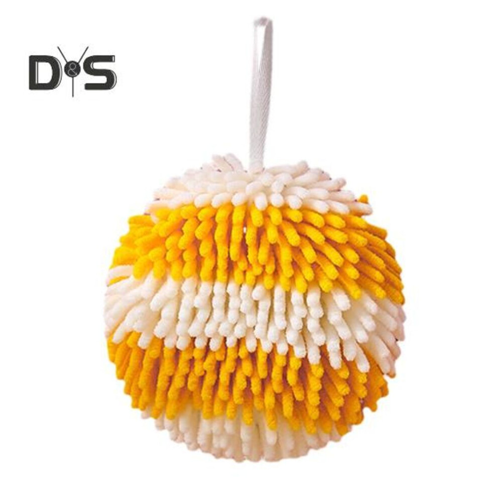 (yellow) Hand Towel With Hanging Lanyard Highly Water Absorbent Quick-drying Superfine Fiber Thickened Colorblock Reusable Kitchen Bathroom Cleaning Wipe