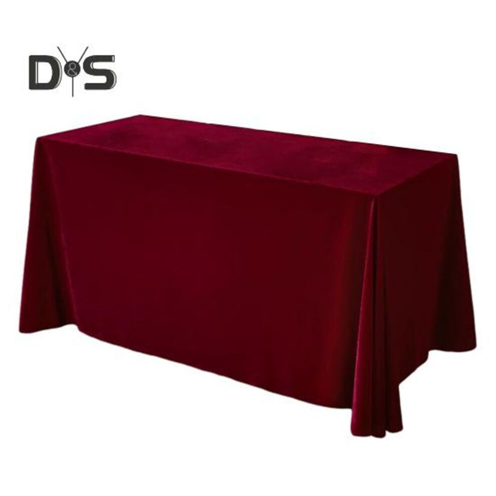 (wine red, L) Tablecloth Oblong Shape Pure Color Easy Care Velvet Table Protection Banquets Party Decoration Tablecloth Diner Hotel Restaurant Picnic Table Cover