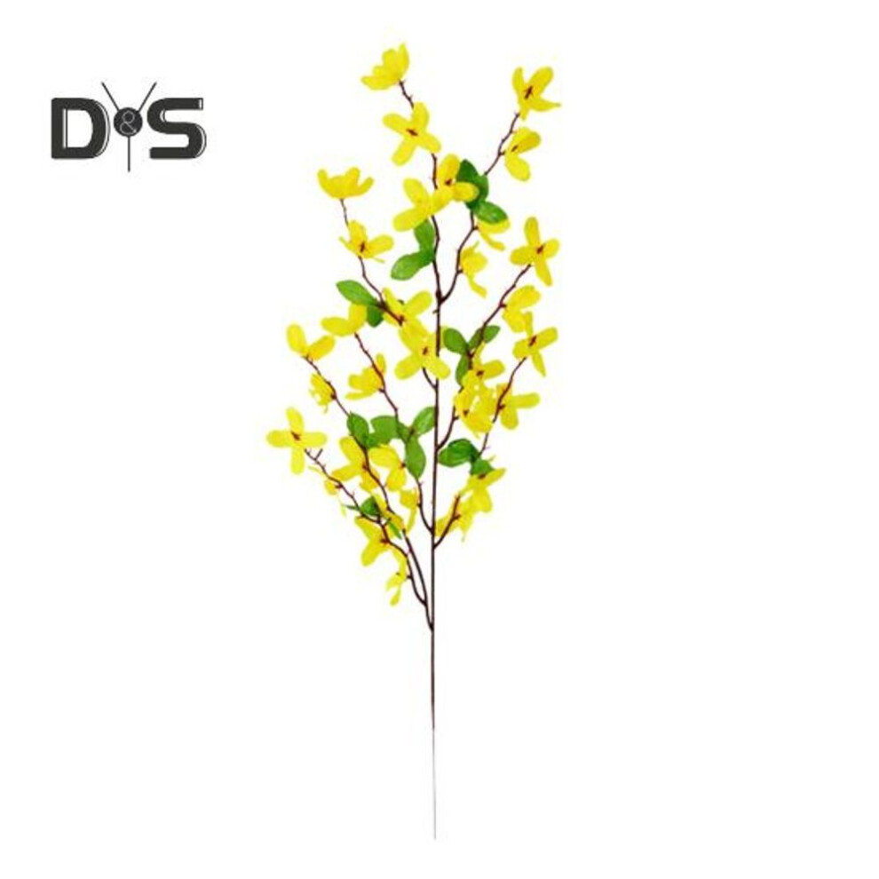 Artificial Winter Jasmine with Stem Realistic Fake Silk Yellow Flower Home Office Table Centerpiece Faux Flower Branch Floral Arrangement Decoration