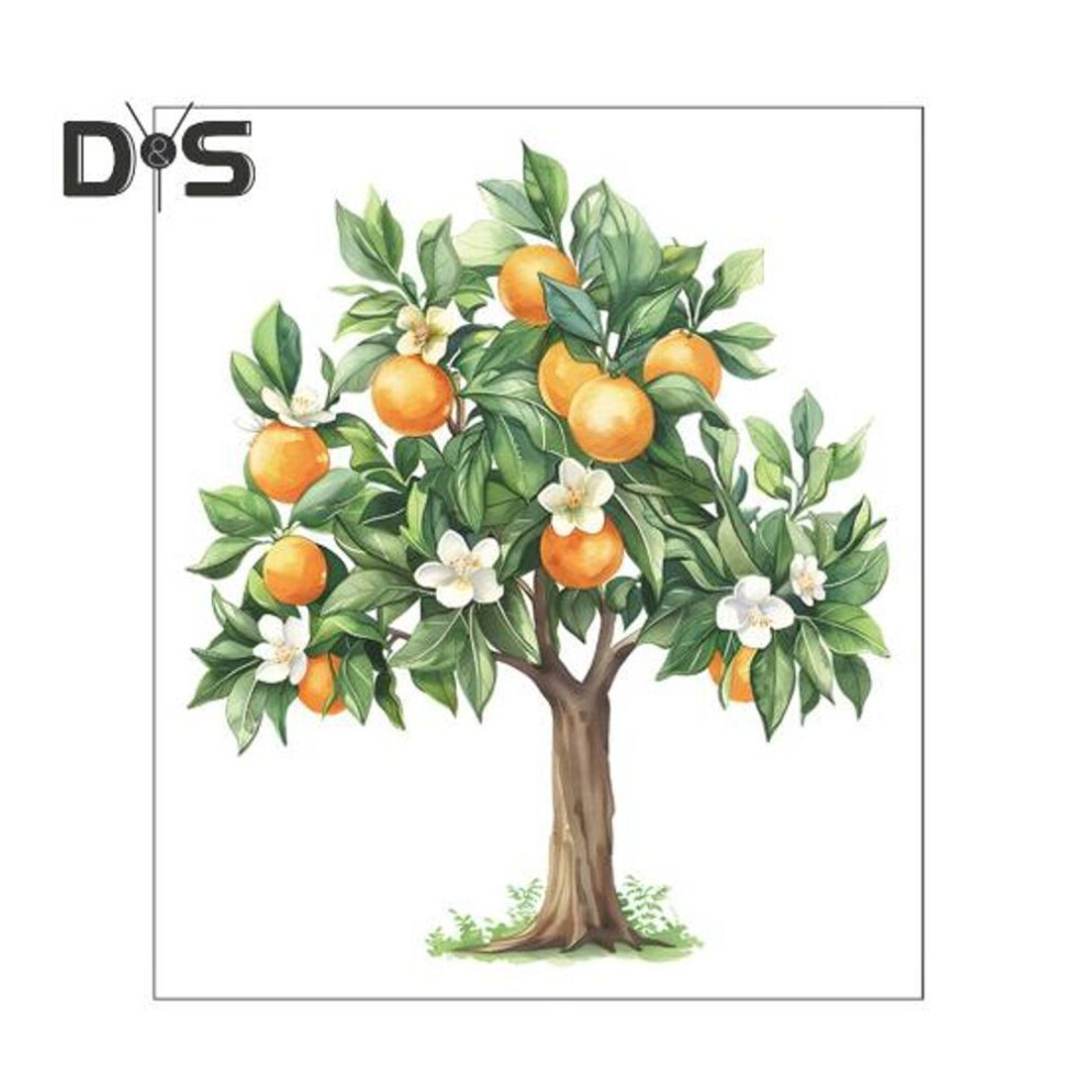 Orange Tree Flower Toilet Sticker Removable Self-adhesive Waterproof Pvc Living Room Bathroom Wall Art Toilet Lid Decoration Decal