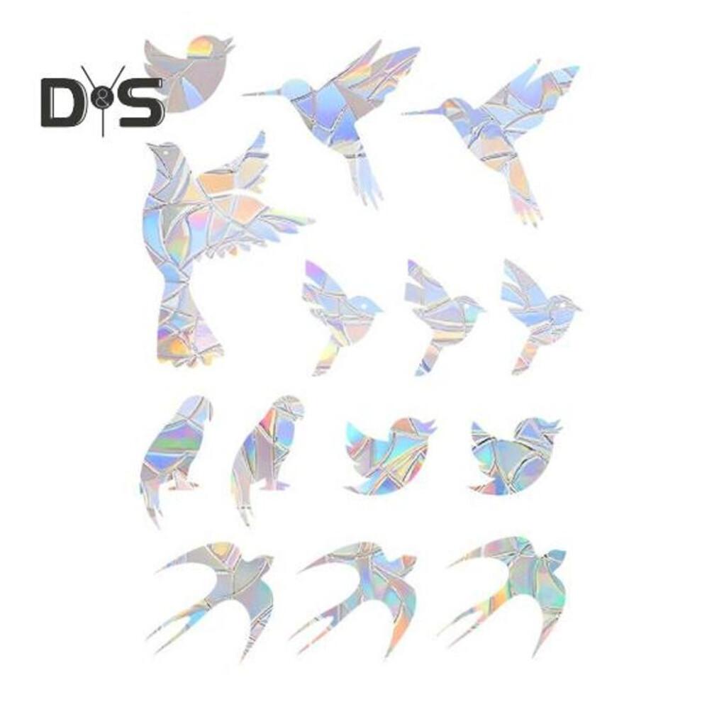 (as the picture, F) 1 Sheet Suncatcher Window Cling Waterproof PVC Colorful Rainbow Prism Anti-collision Bird Alert Static Shop Window Glass Decoratio