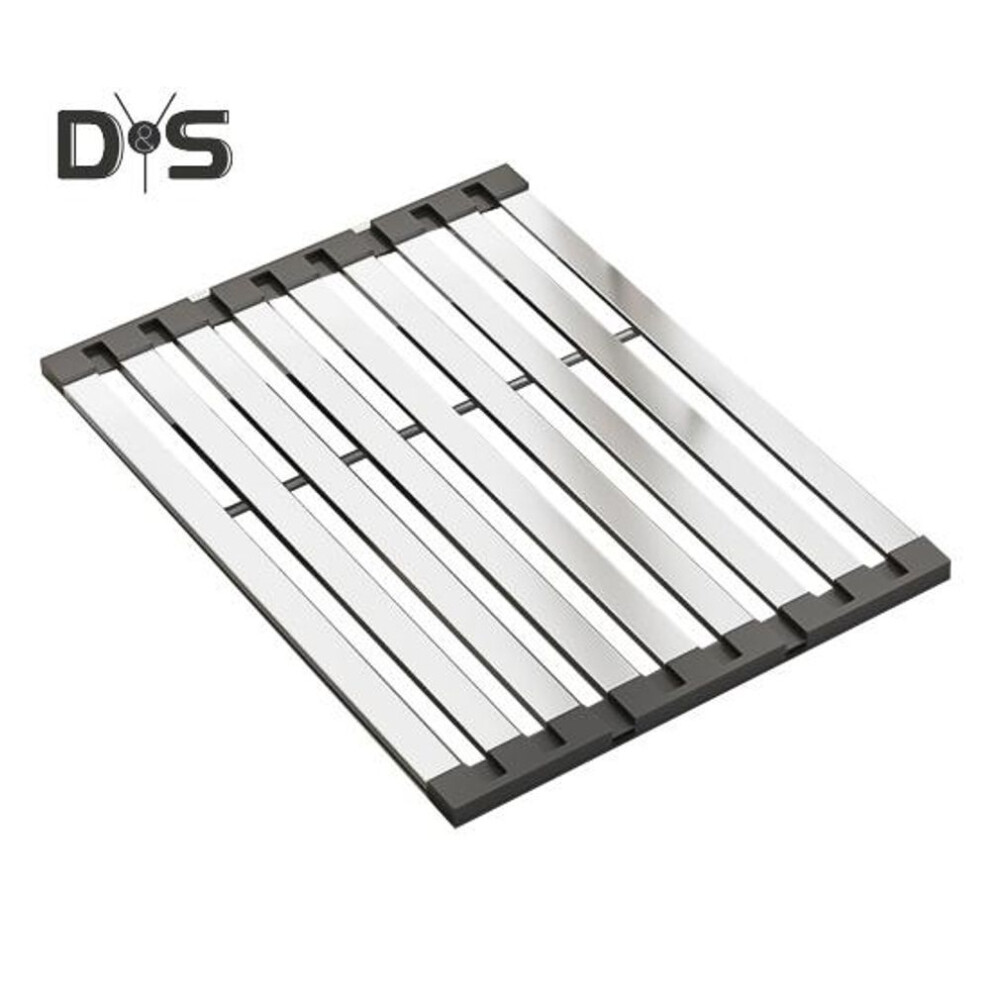 (as the picture, 40cm) Foldable Dish Drying Rack Stainless Steel Roll-up Sink Organizer For Bowls Fruits Vegetables Space-saving Kitchen Tool Cooling Rack