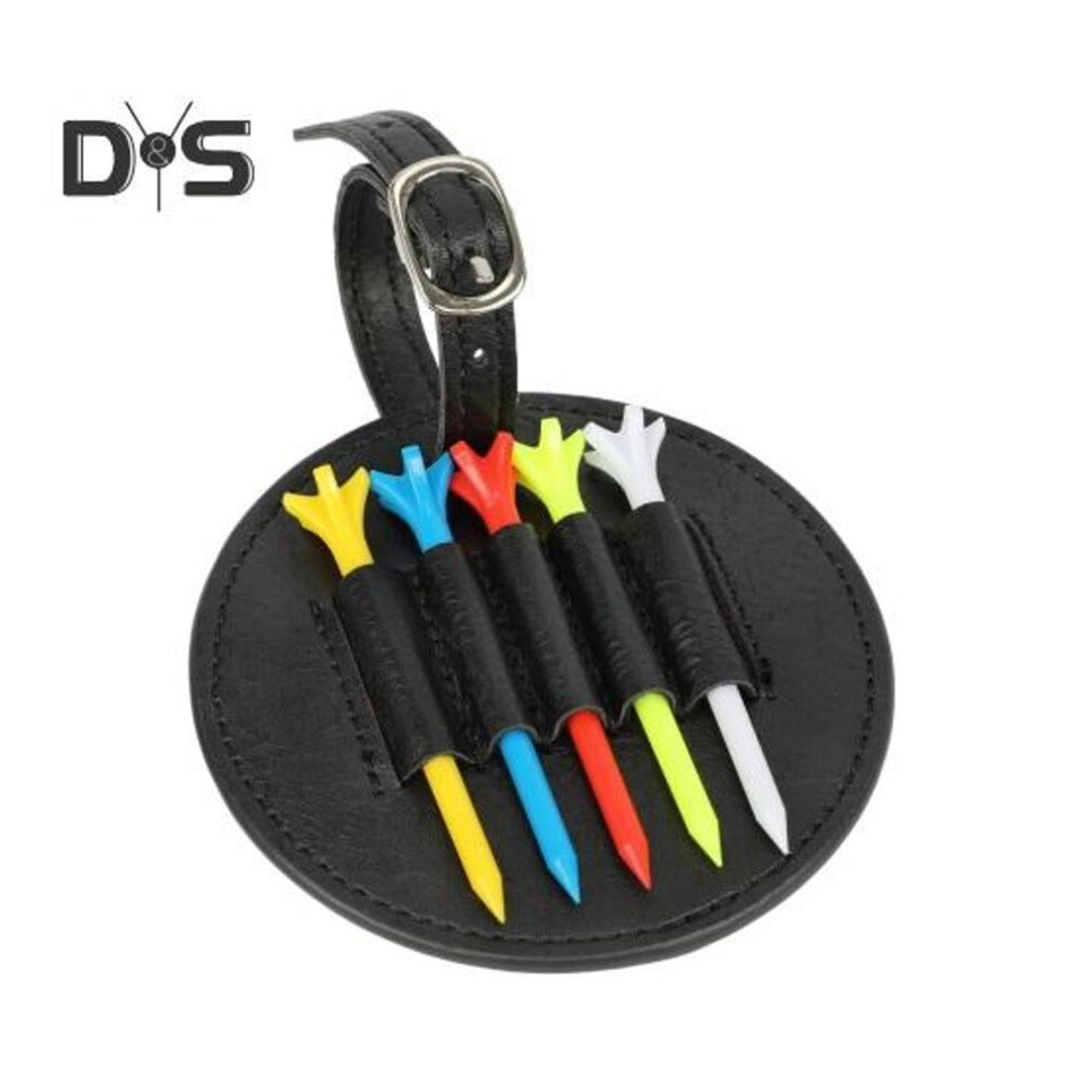 (black) Golf Tee Bag Faux Leather Golf Tee Pouch Bag with 5 Tees Golf Accessory Carry Case Tees Organizer Holder for Men
