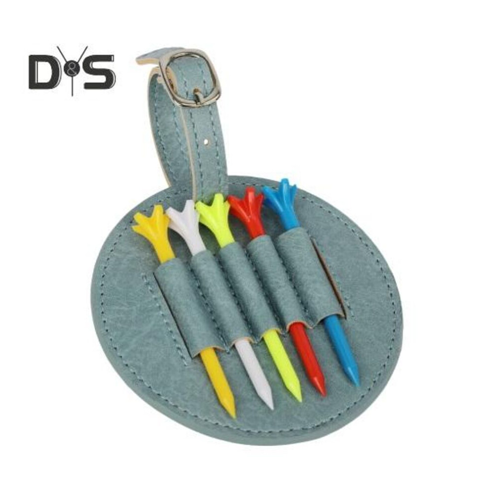 (light blue) Golf Tee Bag Faux Leather Golf Tee Pouch Bag with 5 Tees Golf Accessory Carry Case Tees Organizer Holder for Men