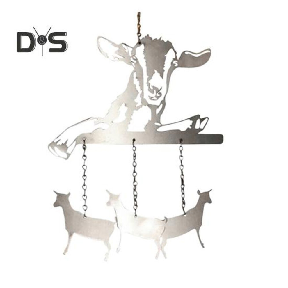 (as the picture, Goat) Goat Dachshund Metal Wind Chime Weather-proof Indoor Outdoor Garden Patio Animal Window Hanging Wind Bell Decoration Ornament Pendant Christmas Gifts