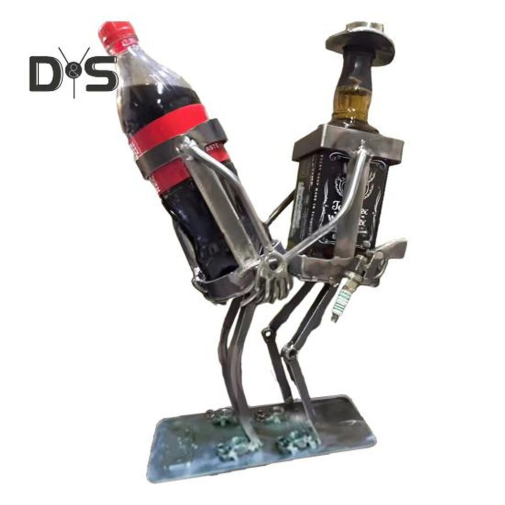 (as the picture, A) Metal Wine Bottle Holder Saucy Figure Drink Holder Bar Tabletop Wine Rack For Decorative Display Wine Enthusiasts Gift