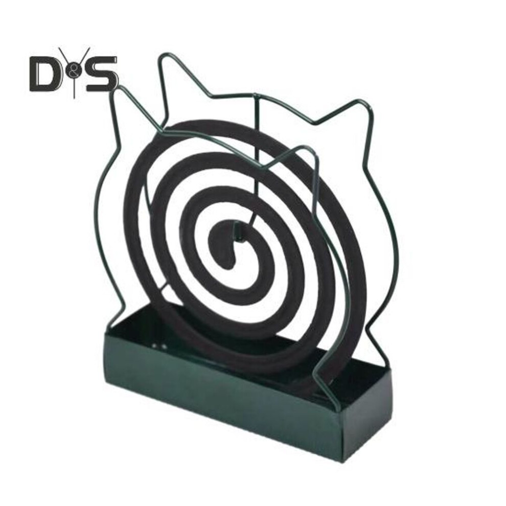 (as the picture, A) Metal Incense Coil Holder With Ash Catcher Tray Cat Ear Pine Tree Repellent Spiral Incense Hanger Stand Portable Incense Burner Decoration