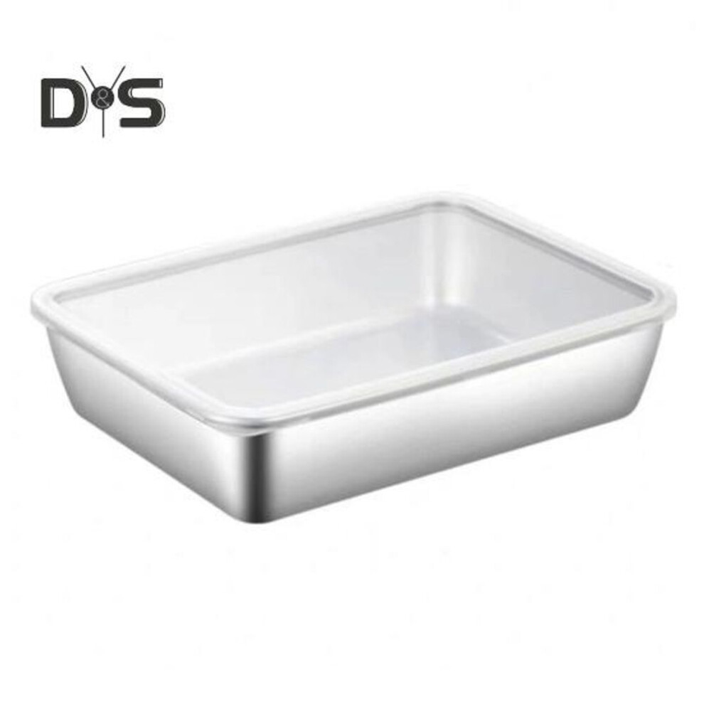 (as the picture, 1pc) Stainless Steel Food Containers With Lids Rectangle Meal Prep Container For Fridge Storage Kitchen Tray Leak-proof Bacon Salad Cheese Deli Meat Fruit