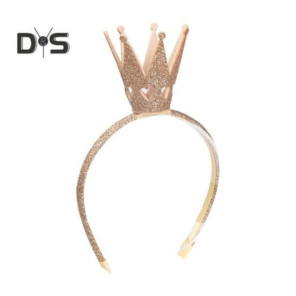 (golden) Women Crown Headband Sparkling Design Princess Queen Hair Hoop Lightweight Birthday Costume Hairband