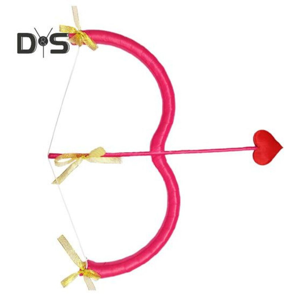 (rose red) Cupid Bow And Arrow Prop Heart Shape Bow Decor Valentine Day Photography Filming Stage Costume Performance Prop