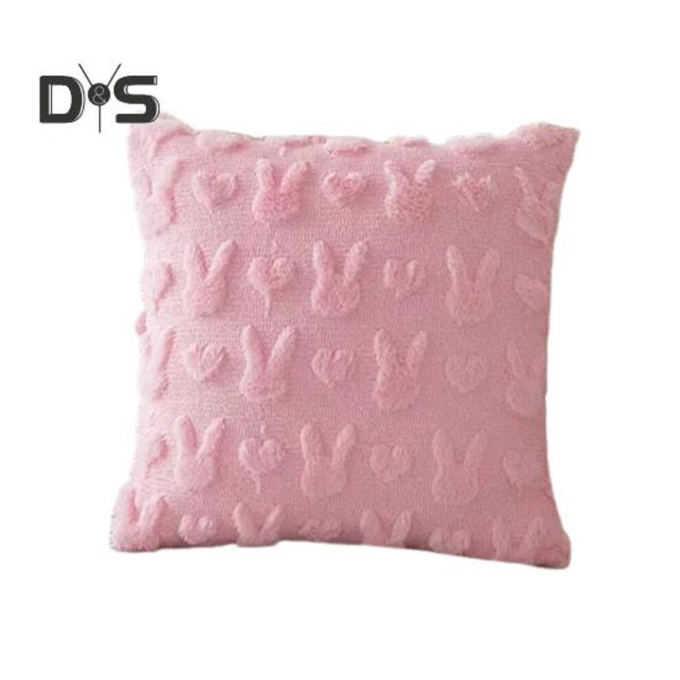 (pink, Square) Rabbit Throw Pillow Cover Plush Easter Bunny Cushion Case Machine Washable Pillow Case For Sofa Couch Bed Home Decor