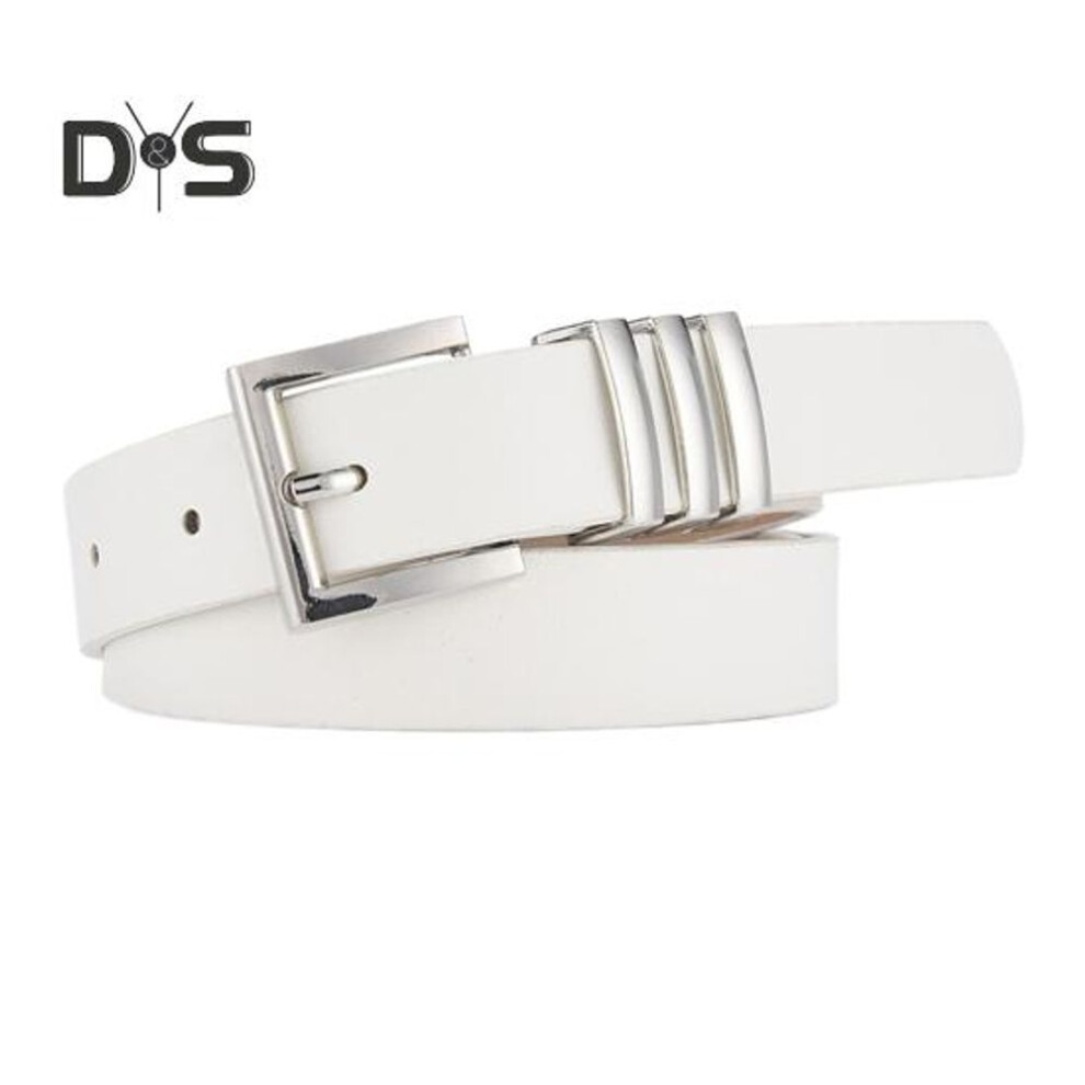 (white) Faux Leather Jeans Belt Women Multi Holes Adjustable Metal Buckle Waist Belt Shirts Dresses Shorts Waistband