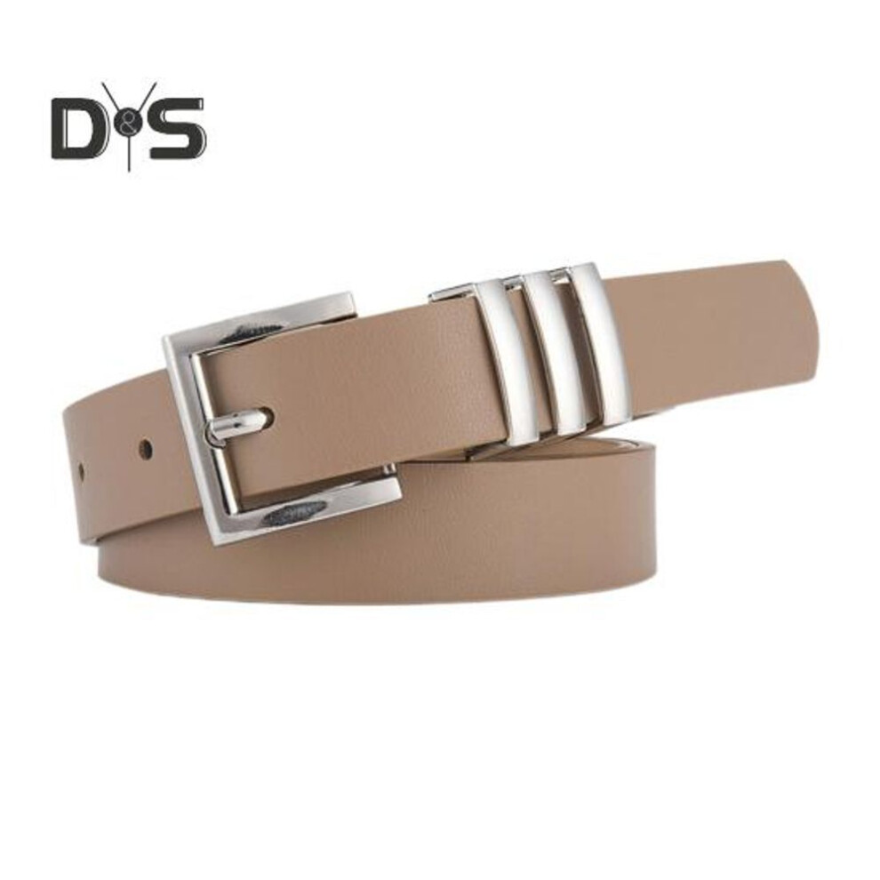 (khaki) Faux Leather Jeans Belt Women Multi Holes Adjustable Metal Buckle Waist Belt Shirts Dresses Shorts Waistband
